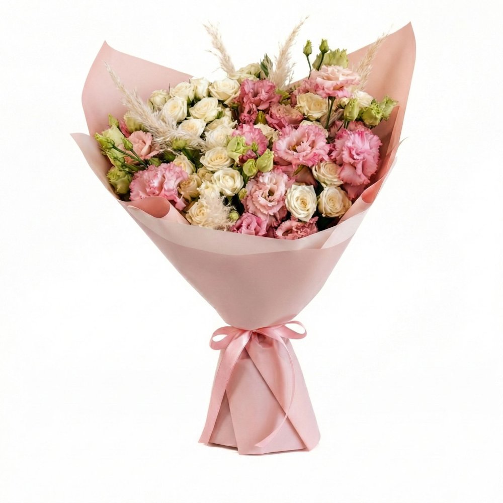 Букет цветов из: Лизиантусы и Розы